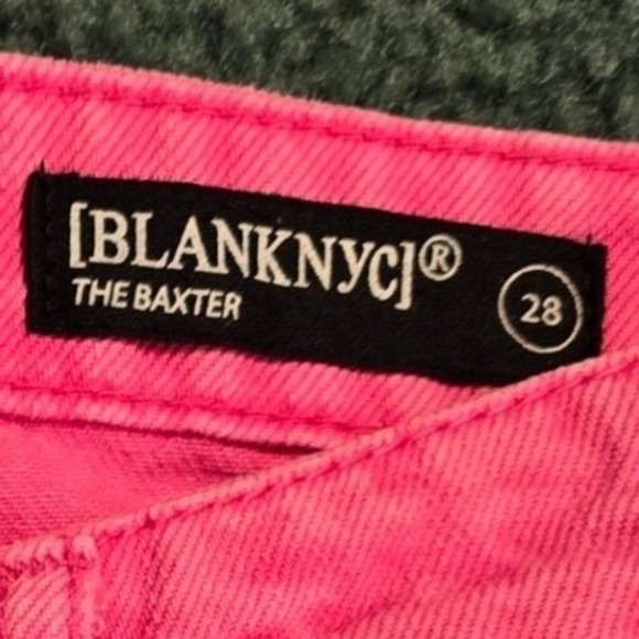 BlankNYC Womens Baxter 28 Pink Jeans Ribcage Hi-Rise Straight Leg Raw Hem Denim - Picture 2 of 9